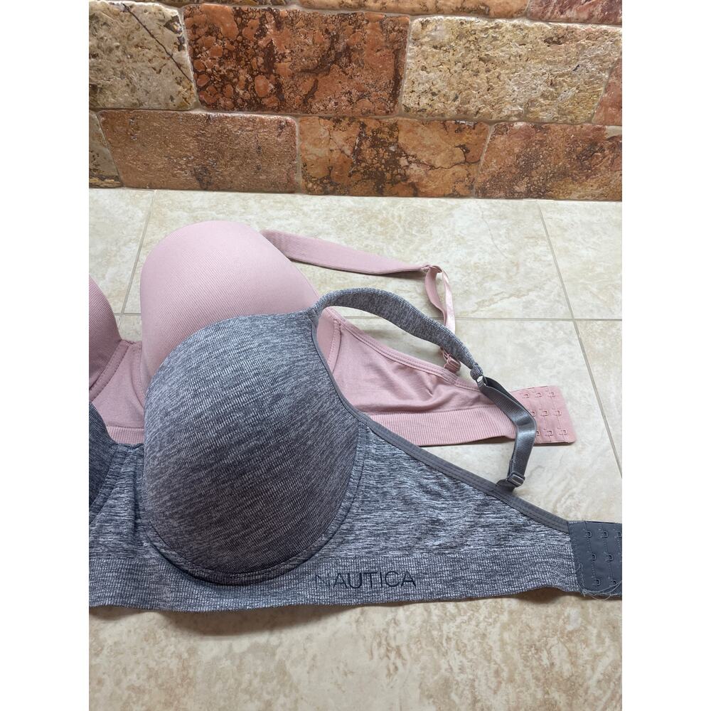 Nautica Intimates Bras Lot of 2 40DD Padded T-Shirt Pink Gray Soft Underwire - Picture 5 of 12